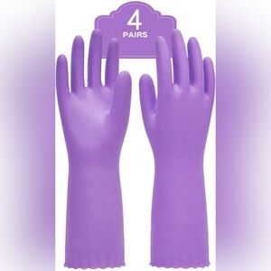 PACIFIC PPE 4 Pairs Reusable Dishwashing Cleaning Gloves, Latex Free, Large -NWT